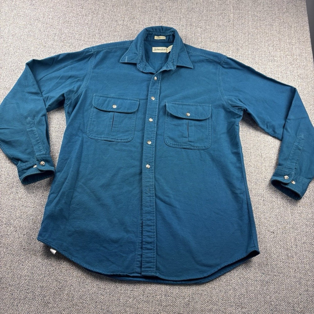 St Johns Bay Chamois Shirt Mens Large Tall Teal Turquoise Heavy Cotton Workwear